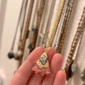 Dyed Quartz & Druzy Crystal Gemstone Necklace
